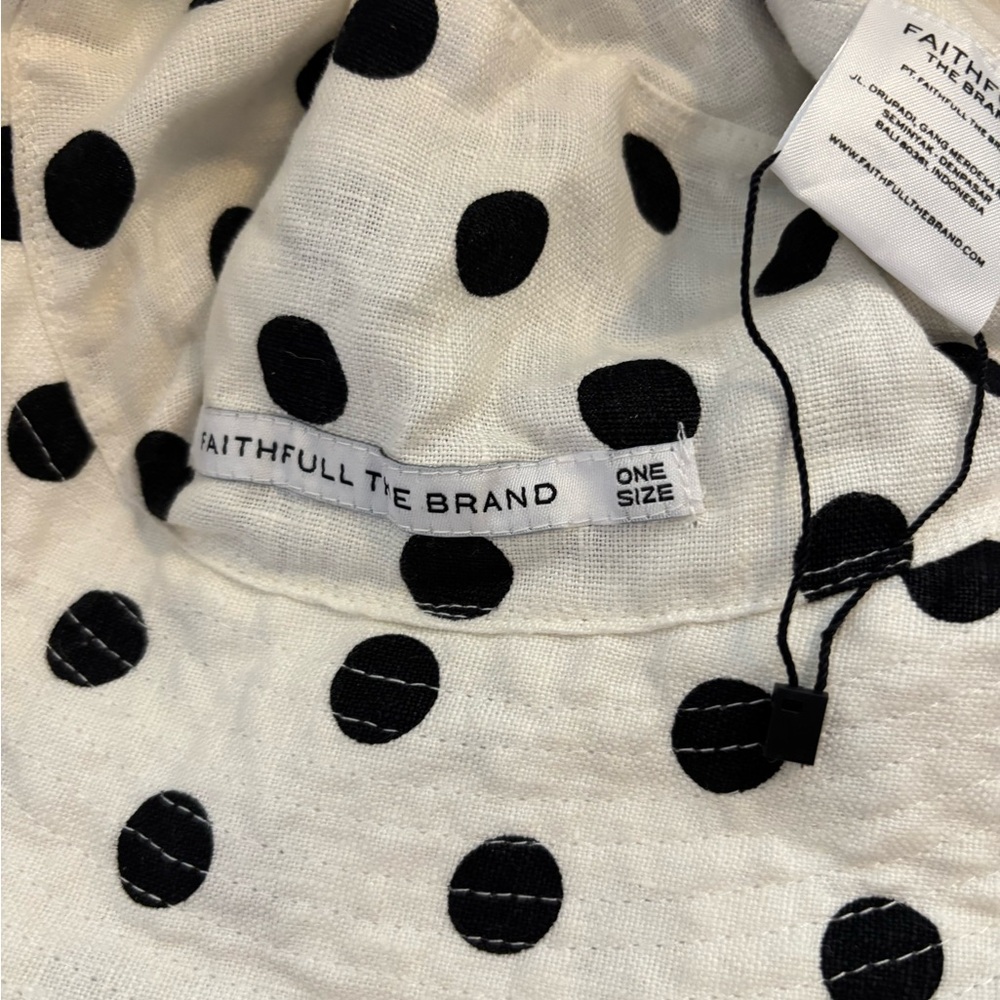NWT Faithful the Brand Black and White Polka Dot linen Hat sold out